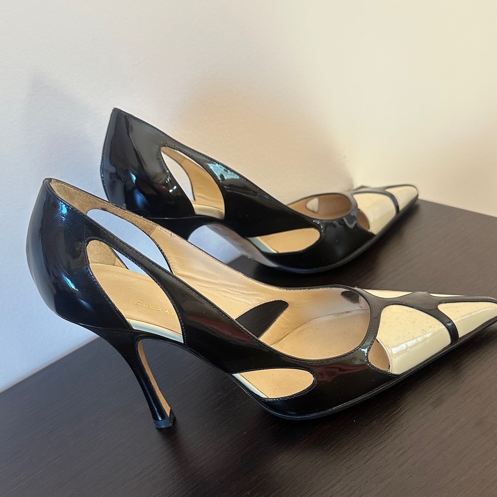 ALEXANDRA NEEL Leather Heels Black Beige Size EUR 37 US 6.5 Brand New Shoes - Picture 5 of 6